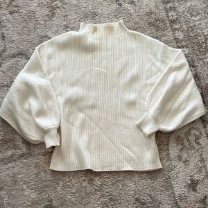 Line & Dot White Alder Ribbed Mock Neck Sweater size small